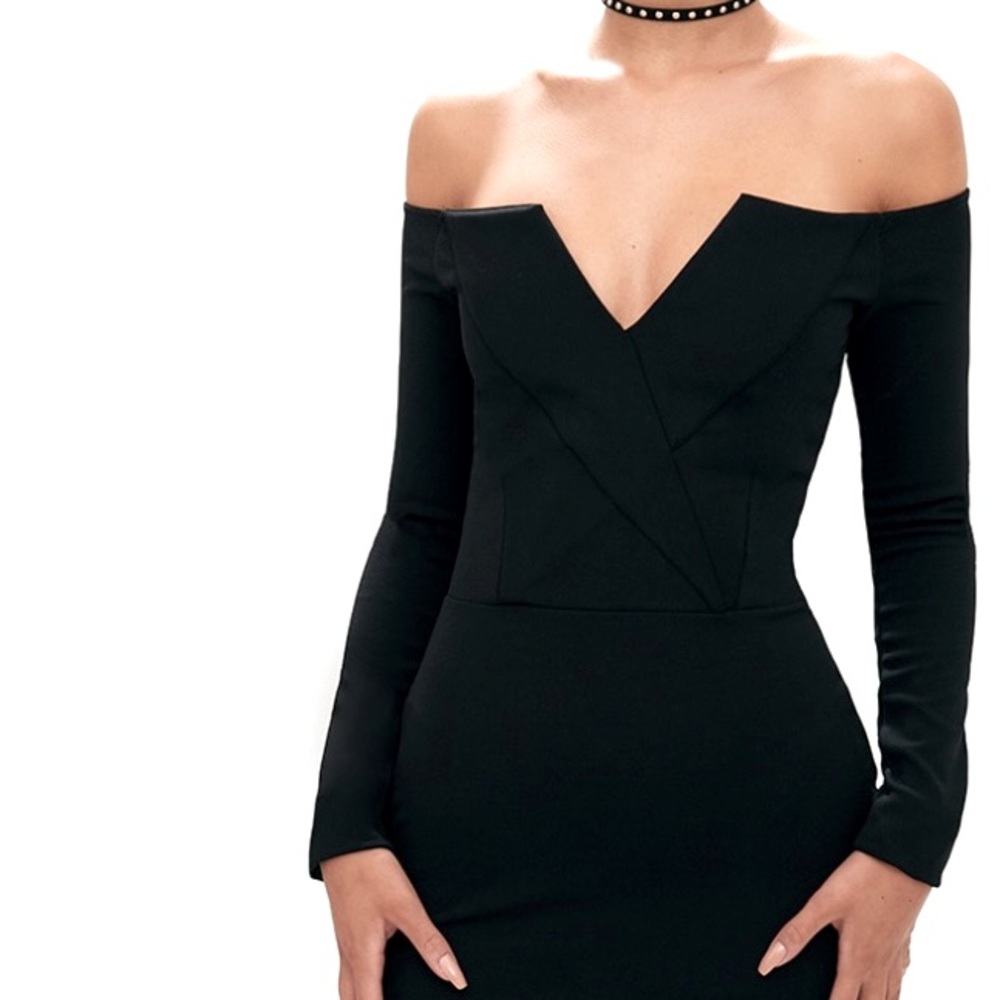 NWT PrettyLittleThing Black Bardot Mini Dress - Size 12